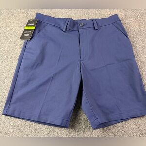 Haggar Hybrid Mens 4 Way Stretch Elastic Waist 8" Shorts Size 34 Navy